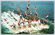 Sports~Cypress Gardens Florida~Water Skiing~Human Pyramid~Vintage Postcard picture