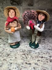 2 Byers Choice Thanksgiving Autumn Caroler Figures One is signed picture