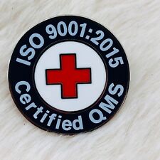 American Red Cross ISO 9001:2015 Certified QMS Enamel Lapel Pin picture