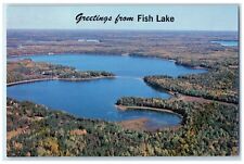 c1960 Greetings From Fish Lake Spring Fed Lake Webb Spooner Wisconsin Postcard picture