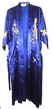 Vintage PHOENIX Men s 100% Silk Dark Blue Long Kimono Embroidery Size-M Tall-50