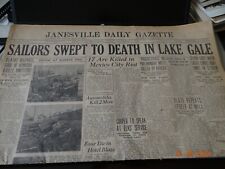 1922 Sailors Swept to Death in Lake Gale Newspaper Janesville WI picture