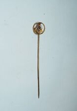 Vintage Gold Tone Masonic Freemason Square and Compass Hat Stick Pin picture