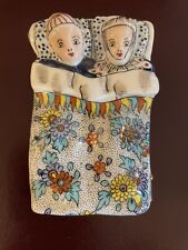 Limoges France: Couple in Bed - VTG Porcelain Trinket Box Inside Lady Bug & Horn picture
