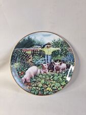 8 Inch Danbury Mint Squealbarrow By Joan Wright Pigs In Bloom Plate  A9283 picture