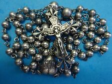 antique SILVER ROSARY   long + heavy picture