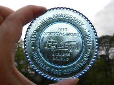 Millville Art Glass MAG 1990 111th Anniv. Millville NJ Fire Dept. Blue Cup Plate picture