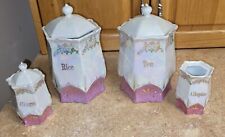 Antique German Lusterware, Pink Gold Kitchen Canister  Set  picture