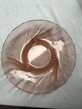Vintage Retro Pink Glass Divided plate 3 compartment Dip Bowl in center picture