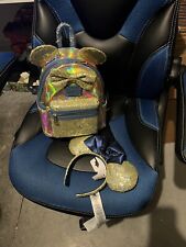 Disney Parks 50th Anniversary Gold Shimmer EARidescent Loungefly Backpack & Ears picture
