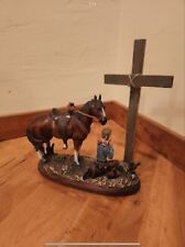 Horse and Cowboy Figurine. Cowboy Kneeling at the Cross. Western/Rustic decor. picture