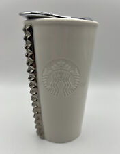 STARBUCKS COFFEE - 2014 White Chrome Studs - 10 oz Ceramic Mug Cup picture