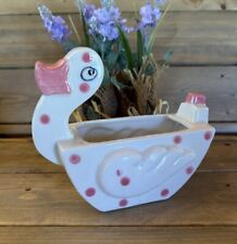 Vintage NAPCO Baby Duck PLANTER - Pink Polka Dots - Adorable Kitsch Nursery picture