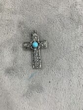 Vintage Cathedral Art Torqouise Pendant Medal 2
