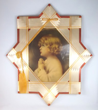Vintage Picture Little Girl Praying, Star Shape Woven Frame With Tassel picture
