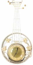 United Mandolin Wall Clock Figural Vtg Mid-Century Modern Musical Instrument picture