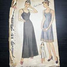 Vintage 1940s Simplicity 1482 Daytime + Evening Slip Sewing Pattern 18 M/L USED picture