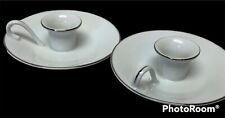 VTG NEW Oneida Coronation China Chamber Candlestick Holders - Pair White Silver picture