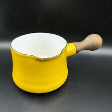 Vtg DANSK KOBENSTYLE Yellow Enamelware Butter Warmer Pot Wooden Handle FRANCE picture