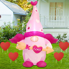 Juegoal Valentine Inflatable Cupid Gnome, Lighted Blow Up Pink Swedish Gnomes wi picture