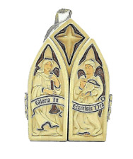 Nativity Three Panel Christmas Ornament Hallmark 2003 Excelsis Porcelain Deo picture