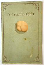 c1910 A Study in Fruit Postcard Peaches Humor Butt Moon Fold Out Rough picture