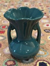 UHL POTTERY 156 TEAL GREEN DOUBLE HANDLE 5.25