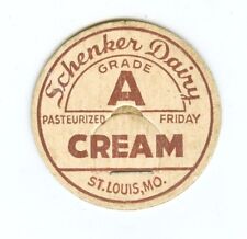 SCHENKER . St. Louis Missouri mo. Grade A Cream Milk Bottle Dairy Cap picture