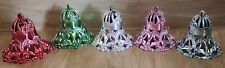 5 Vintage Bradford Plastic Christmas Ornaments Bell Cut Out Mid Century Modern picture