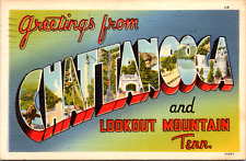 Vintage 1940's Graphic Logo Greetings From Chattanooga Tennessee TN Postcard picture