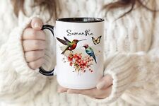 Personalized Hummingbird and Butterfly Coffee or Tea Mug, Custom Name, Gifts picture
