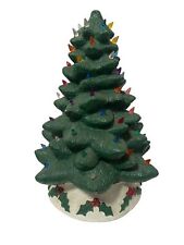Vintage Ceramic Christmas Tree Light up attached Base Multi colored Lights 17
