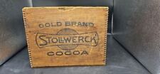 Rare Antique German Stollwerck Gold Brand Cocoa Wood Advertising Box picture