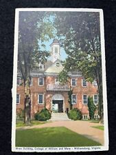 VINTAGE COLLEGE of WILLIAM and MARY WREN BUILDING POSTCARD WILLIAMSBURG VIRGINIA picture