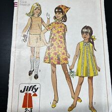 Vintage 60s Simplicity 7521 Girl’s Mod A-Line Dress Scarf Sewing Pattern 8 UNCUT picture