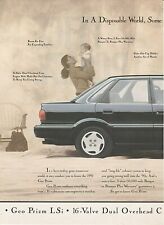 GEO PRISM LSi vintage 2 page print ad from 1990 People magazine Chevrolet car picture