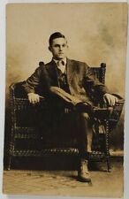 RPPC Very Attractive Gentleman Seated for Photo c1910 Postcard R1 picture