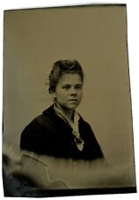 CIRCA 1860'S Hand Tinted 1/6 Plate 2.5X3.5 in TINTYPE Beautiful Young Woman picture