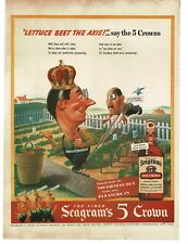 1943 Seagram's Five Crown Whiskey Hitler Caricature WWII Vintage Print Ad picture