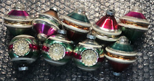 Shiny Brite Mercury Glass 6 Lantern & 3 Indent Christmas Ornaments Vintage Lot 9 picture