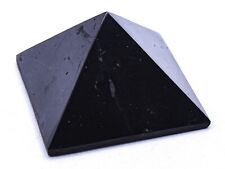 53mm Black Shungite Pyramid Polished Natural Gemstone Crystal Mineral Russia 1PC picture