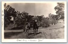 Cowboy and Cowgirl on Horses - RPPC - Real Photo Postcard picture