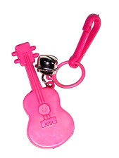 Vintage 1980s Plastic Charm Pink Guitar for 80s Charms Necklace Clip On Retro picture