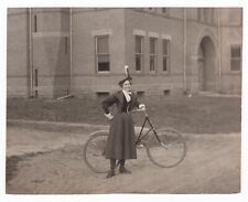 Original 1890s Photograph of a Woman and her Bicycle picture