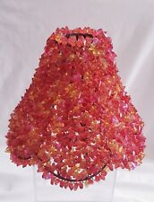 Stunning Vintage Glass Chip Bead Lampshade Red Orange Pink Yellow Slip Tulip Med picture