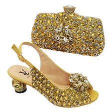 Summer buckle gold handbag with high-end diamond shoes, fish mouth shoes, water picture
