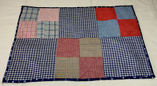 Antique Vintage Quilt Table Topper, Four Patch, Early Calico Checks, Blue, Multi picture