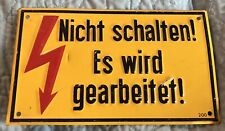 8” German Tin Sign Electric Switch Danger Warning Prohibited VTG RARE picture