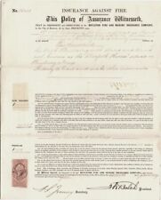 Insurance Policy Against Fire, $10,000 by Wm. W. Goddard, 1862, 1863 & 1865 picture