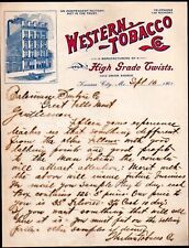 1901 Kansas City Mo - Western Tobacco Co - High Grade Twists - Letter Head Bill picture